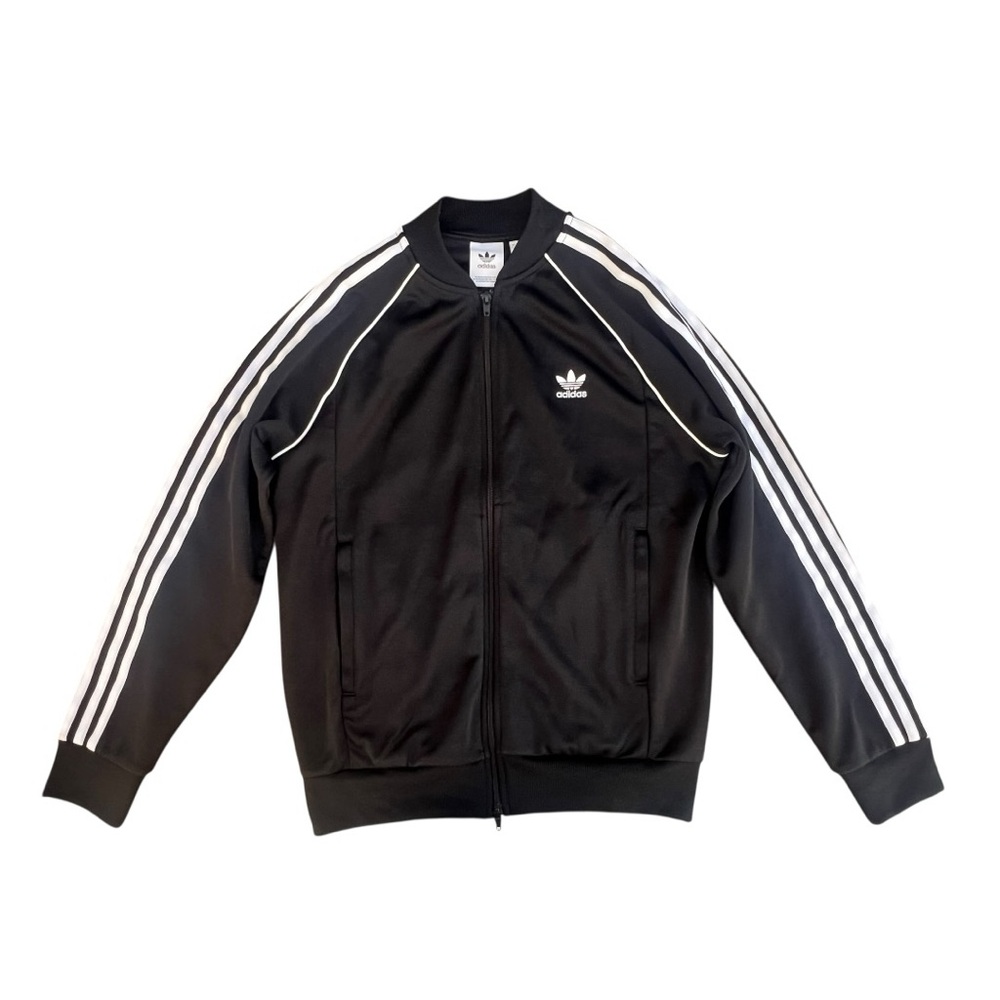 🧥 Adidas Originals Men’s Track Jacket – Black White 3-Stripes – Size L - Picture 3 of 5